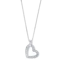 925 Sterling Silver Diamond Love Heart Necklace Jewelry for Women
