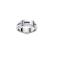 2.25Ctw Round Cut Sapphire Simulated Diamond Eternity Men's Ring 14K White Gold Plated