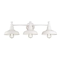 Design House 579656 Kimball Industrial Farmhouse 3-Light Indoor Bathroom Vanity Light with Metal Shades for Over the Mirror, Antique White