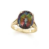 14ct Yellow Gold Mystic Topaz Ring Size N 1/2 Jewelry for Women