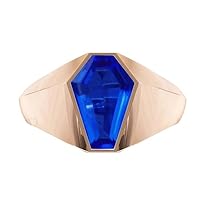 5 CT Vintage Coffin Shaped Blue Sapphire Ring For Men Rose Gold Signet Ring Unique Handmade Ring Men Statement Ring Anniversary Unisex Ring