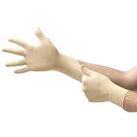 10-754 Daily Defense Disposable Latex Gloves for Cleaning, Food Prep w/Textured Fingertips - Natural
