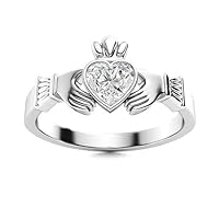 5 MM Heart Moissanite Diamond Irish Claddagh Ring Women Jewelry 925 Sterling Silver