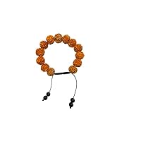 Five face himalayan authentic Rudraksha bead bracelet with Lava bead. Adjustable yoga meditation & mindfulness bracelet for positive energy with Potli Bag and Lab Certificate