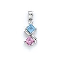 925 Sterling Silver Blue Topz Created Pink Sapphire Pendant Necklace Jewelry for Women