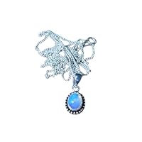October Birthstone Handmade Ethiopian Opal round pendant necklace 925 sterling Silver gemstone jewelry