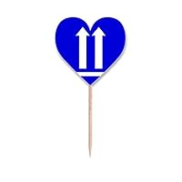 Upwards Blue Square Warning Mark Toothpick Flags Heart Lable Cupcake Picks