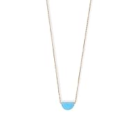14ct Gold Plated 925 Sterling Silver 16 Inch + 2 Inch Simulated Opal Semicircle Necklace 16+2 Inch Lobste Jewelry for Women