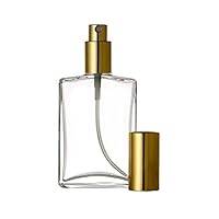Grand Parfums Large Fragrance Perfume Atomizer Empty Refillable Glass Bottle Gold Fine Mist Sprayer 3.4 oz 100ml (Set of 2 Bottles, Gold Cap)
