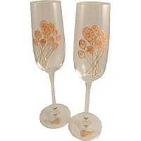 Dreamairshop 35th Wedding Coral Anniversary Pair of Champagne Flutes (Flower)