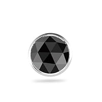 1.02-1.25 Cts Round Rose Cut AA Black Diamond Mens Stud Earring in Platinum-Screw Backs