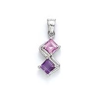 925 Sterling Silver Amethyst and Created Pink Sapphire Pendant Necklace Jewelry for Women