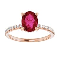 1 CT Under Halo Oval Ruby Ring Rose Gold, Hidden Halo Red Ruby Ring, Invisible Halo Ruby Engagement Ring, July Birthstone Ring, 15 Anniversary