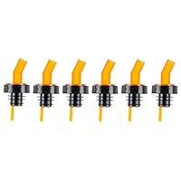 (Pack of 6) Screened Liquor Bottle Pourer, Orange Spout Bottle Pourer with Collar, Screened Pour Spouts by Tezzorio