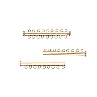 9-Strand Tube Slide Lock Jewelry Clasp-Gold Finished 10x5mm 3pcs