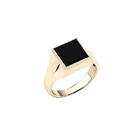 Love Band 1.00 CT Men Black Onyx Signet Ring Square Shaped Black Onyx Sterling Silver Ring For Men Black Gemstone Signet Ring Men Statement Ring Gifts For Him