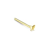 14k Solid Yellow Gold Nose Ring, Stud, Nose Screw, L Bend, Nose Bone 3.5mm Butterfly 22G 20G or 18G