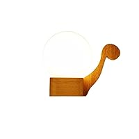 Contemporary Creative E27 Wooden Base LED Wall Light Fixtures Spherical Glass Lampshades Edison Wall Lamp Sconces for Living Room Indoor Bedside Stylish
