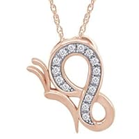 Round Cut Diamond Infinity Butterfly Pendant Necklace 14K Rose Gold Plated