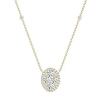 The Diamond Deal 18kt White Gold Womens Necklace Oval Cluster VS Diamond Pendant 0.71 Cttw (16 in, 2 in ext.)