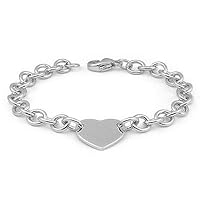 Child & Teen Jewelry - Sterling Silver Heart Tag Rolo Chain Bracelet (6 1/2 in)