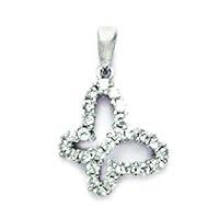 14k White Gold CZ Cubic Zirconia Simulated Diamond Butterfly Angel Wings Pendant Necklace Measures 21x14mm Jewelry for Women