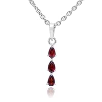 RKGEMSS Handmade Red Garnet Pear Pendant, Natural Red Garnet Gemstone Necklace, 925 Silver Pendant Necklace, Dainty Jewelry, Gift For Women/Her