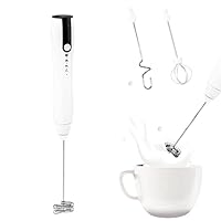 Handheld Milk Frother USB-C Rechargeable Electric Whisk Drink Foam Mixer with 3 Heads, 3 Speeds Adjustable White Mini Coffee Frother for Latte, Cappuccino, Hot Chocolate, Egg, Matcha