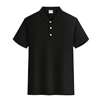 Summer Men's Casual Pure Color Short Sleeve Lapel Polo Shirt Sport Casual Loose Polo Shirt