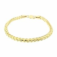 14K 4mm Shiny Solid Diamond-Cut Round Franco Chain Necklace Or Bracelet for Pendants and Charms with Lobster-Claw Clasp (8.75