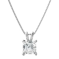 The Diamond Deal .25-1.00 Carat Ascher Shape Brilliant Solitaire Lab-Grown Diamond Solitaire Pendant Necklace For Women Girls infants | 14k Yellow or White or Rose/Pink Gold With 18