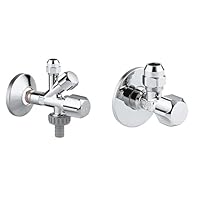 Grohe Original WAS 22036000 Combination Angle Valve (Safety Technology, with Self-Sealing Connection Thread, Wall Connection 1/2 Inch, Outlet 3/8 Inch, Outlet 3/4 Inch with Hose Connection)