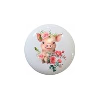 Watercolor Spring Baby Animals by DC DECORATIVE Ceramic Dresser Drawer PULLS Cabinet Cupboard KNOBS (0013 Piglet)