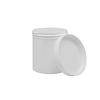 Ointment Jar and Container, Screw on Cap, Leak-Proof Container for Creams and Balms, Durable Design, Ideal for DIY Skincare and Herbal Remedies, 16 oz Capacity, White (Pack of 12)