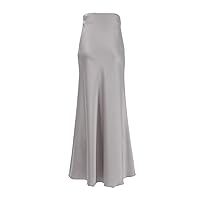 Women's Skirt High-Waisted Skirt Silk Loose Midi Skirt Solid Casual Spring Summer Package Hip Skirt