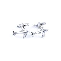 Airplane Plane Commercial Jetliner Jet Aircraft Pilot Pair Cufflinks in a Presentation Gift Box & Polishing Cloth