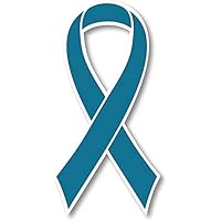 Teal Cervical and Ovarian Cancer Awareness Ribbon Car Decal 3.5