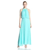 MSK Women's Petite Halter Blouson Dress with Accordian Pleat and Neck Detail
