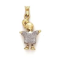 14k Two Tone Gold Round Girl Pendant Necklace Jewelry for Women