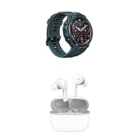 Amazfit T-Rex Pro Smart Watch (Steel Blue) + PowerBuds Pro True Wireless Earbuds (White) Bundle, Heart Rate Monitor, Earbuds w/Active Noise Cancellation, Fitness Watch has 100+ Sports Modes