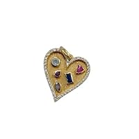 Beautiful Heart Multi Saphire Diamond 925 Sterling Silver Charm Pendant,Designer Heart Silver Diamond Charm,Handmade Pendant Jewelry,Gift