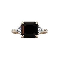 1.00 CT Asscher Cut Black Onyx Engagement Ring 14k Gold Vintage Wedding Ring Women Black Gemstone Engagement Rings For Women