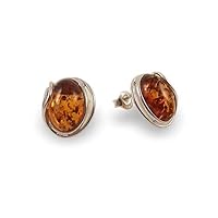 Baltic amber earrings for women, 925 silver Amber stud earrings, Natural baltic amber earrings, 50th birthday gift for women