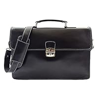 DR321 Men's Leather Slimline Organiser Briefcase Black