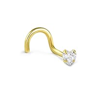 14k White or Yellow Gold 3mm Heart CZ 22G 20G 18G