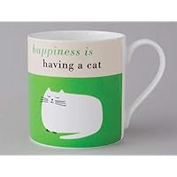 Happiness is Having a Cat Catnap Contemporary Bone China Mug Green - Stoke on Trent, England