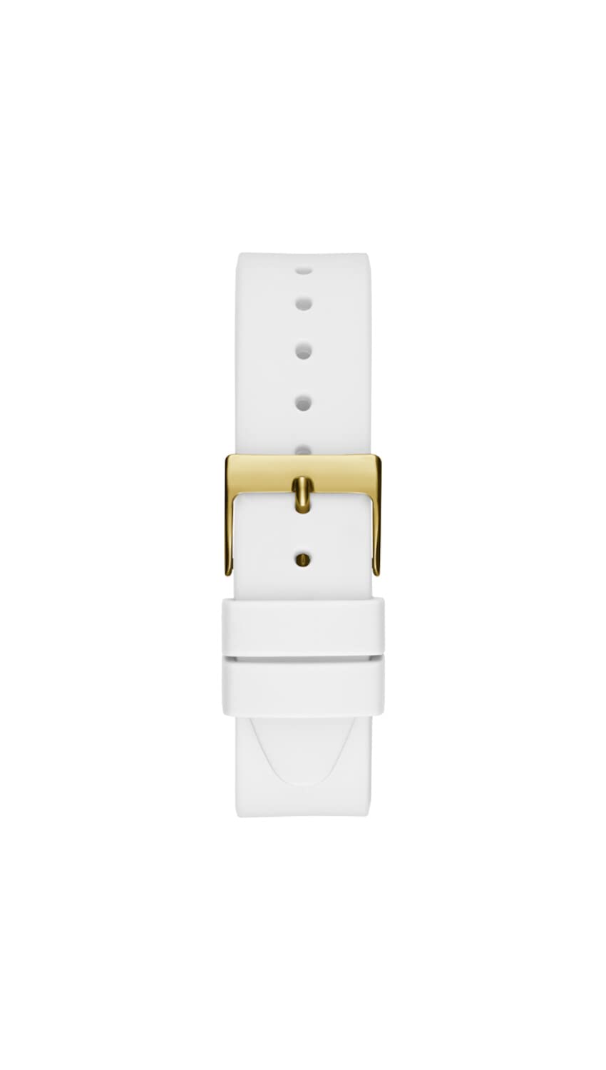 GUESS Ladies 40mm Watch - White Strap Rainbow Dial Gold Tone Case