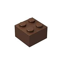 Classic Brick Block Bulk, Brick Brown 2x2, Building Bricks Flat 100 Piece, Compatible with Lego Parts and Pieces: 2x2 Brown Bricks(Color:Brown)