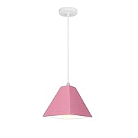 Simple Nordic Minimalist Macaron Hanging Chandelier，Geometric Polygonal Creative Personality Colors Bedroom Restaurant Cafe Wrought Iron Ceiling Pendant Lamp D22.5cm * H15cm, (Pink) Lighting De