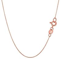 Jewelry Affairs 14k Real Solid Gold Box Style Chain Necklace, 0.6mm